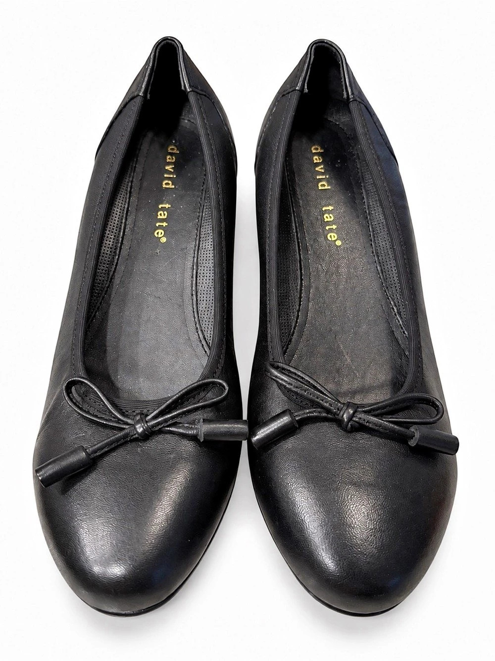 David Tate Black Bow Pumps • Low Block Heel • Like New - Sz 6